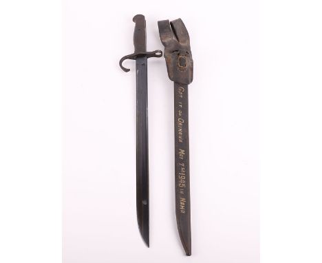 WW2 Japanese Type 30 Arisaka Bayonet Captured on Japanese Island of Okinawa 1945, superb example of a Japanese Type 30 Arisak