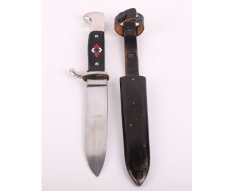 Third Reich Hitler Youth Boys Dagger by WKC, fine example of a Hitler Youth boys dagger with two piece chequered grips having