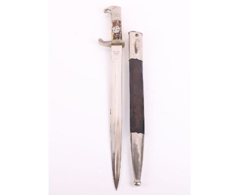 Third Reich Police Bayonet by Alexander Coppel Solingen, good example with finely detailed top pommel in the form of the eagl