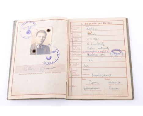 WW2 German Army Wehrpass of Normandy Defender in Nachrichten-Abteilung 709, the book was issued to Gefreiter Ostmann Koller, 
