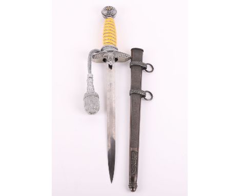 WW2 German Luftwaffe Officers 2nd Pattern Dress Dagger by Carl Eickhorn Solingen, fine example with yellow celluloid grip hav