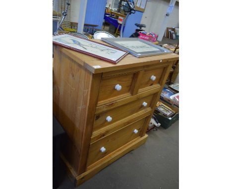 MODERN PINE FOUR DRAWER CHEST WITH CERAMIC KNOB HANDLES