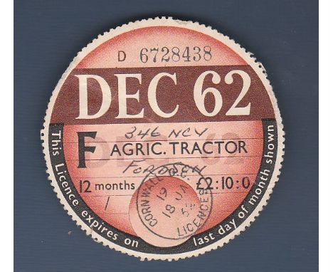 1962 December (Annual) Fordson Reg.No.346 NCV. Licensed by Cornwall CC-Licence No.D6728432 (Rare &lsquo;Farmers&rsquo; Licenc