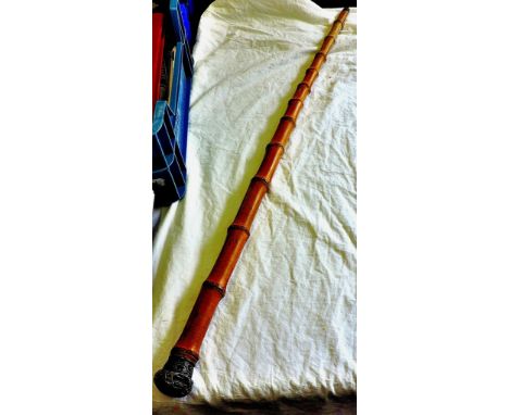 Bamboo Vintage Walking Stick With a silver top.