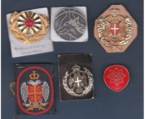 Republic of Serbia and Macedonia - Macedonian Generals cap badge, Serbian Special Army unit, Serbian Dress badges. Six in tot