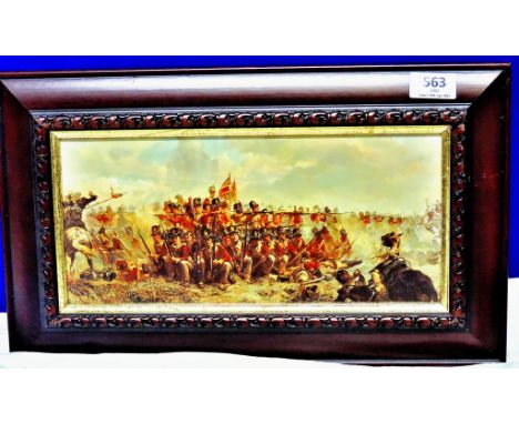 Quatre Bras, 1815 - A print by Lady Butler, famous scene of the British soldiers formed square at the battle that held place 