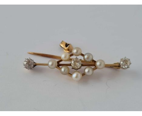 A gold pearl and diamond brooch clasp loose