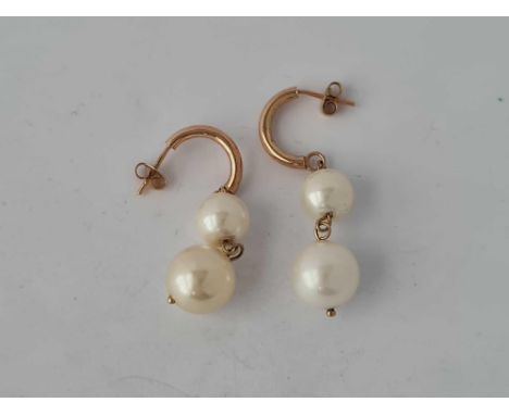 A pair of pearl drop 9ct earrings