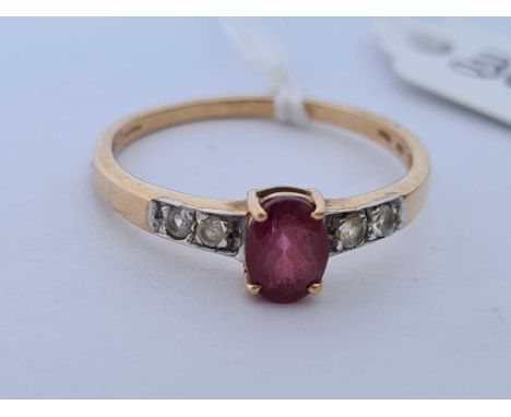 A garnet and gem stone ring 9ct size U    2 gms