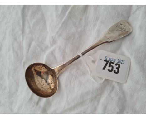 An Exeter silver cream ladle, fiddle pattern, 1825 by I Parkin