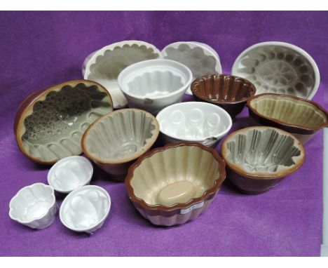 A selection of vintage ceramic and stoneware jelly and blancmange moulds 