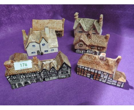 A selection of miniature ceramic model houses 