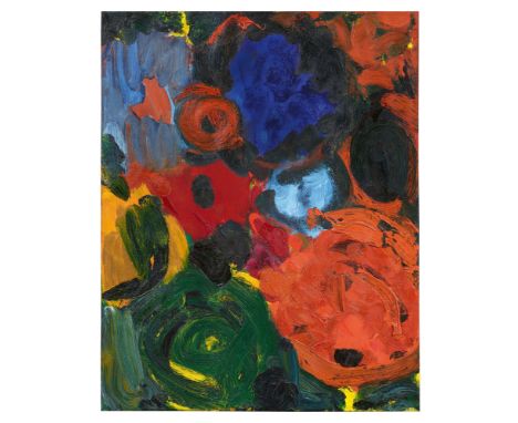 Ernst Wilhelm Nay, Dominant RotÖl auf Leinwand. 80 x 60 cm. Gerahmt. Unten rechts schwarz signiert und datiert 'Nay. 62'.  Rü