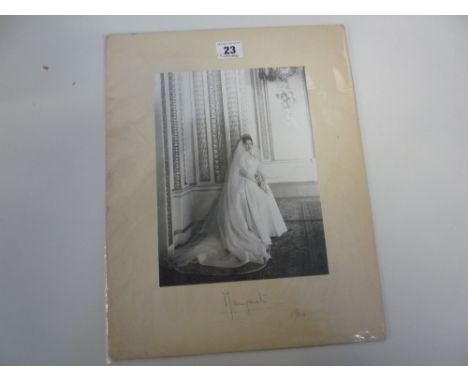 CECIL BEATON, wedding portrait of HRH Princess Margaret in Norman Hartnell dress, signed 'Cecil Beaton' and 'Margaret 1960' o