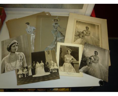 A COLLECTION OF SILVER PRINTS OF THE ROYAL FAMILY, to include Dorothy Wild picture of Princess Margaret in Norman Hartnell de