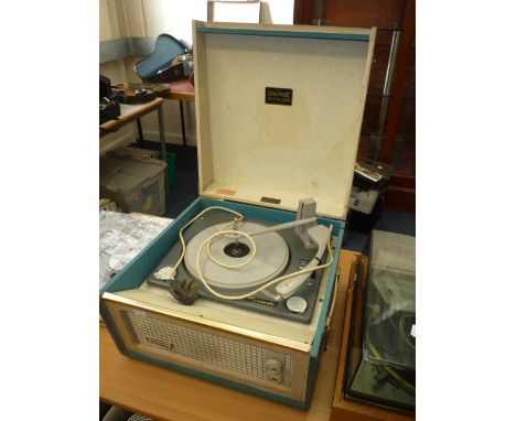 A DANSETTE BERMUDA RECORD PLAYER, with Monarch Turntable and Turquoise case