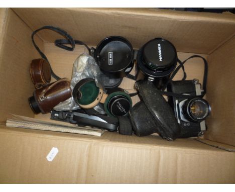 A ASAHI PENTAX SPOTOMATIC SLR CAMERA, fitted with 55mm 1:1.8 lens, a 35mm 1:3.5 lens, a 135mm 1:3.5 lens and a Hanimex 500mm 