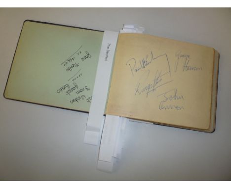 AN AUTOGRAPH ALBUM, signatures include all four Beatles, Matt Monro, several of the Small Faces, various West Ham United play