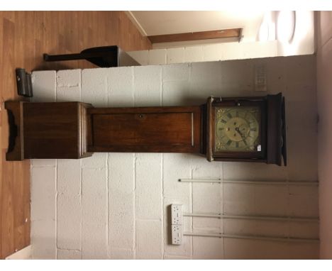 An 18th century oak eight day longcase clock by Charles Halsted, the brass 12" dial with arabic numerals and date aperture, p