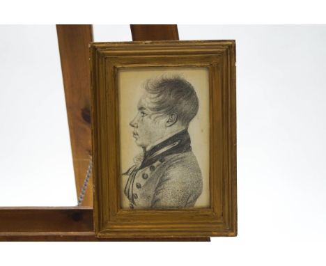English School. 19th century, Portrait of a gentleman in profile, pencil, 21cm x 13.5cm