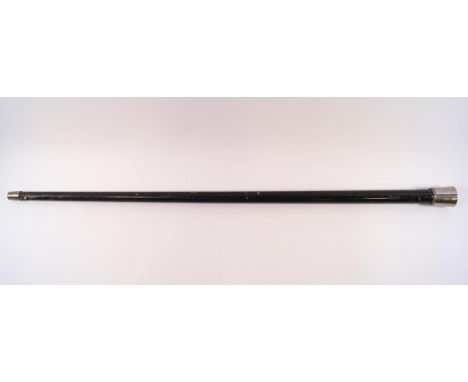 A Victorian ebonised smuggler's stick with white metal screw off knop