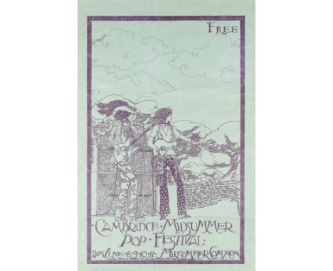 David Bowie: A Scarce Poster For The Free Cambridge Midsummer Pop Festival,8th-11th June, 1969,printed by Cambridge Arts Lab,