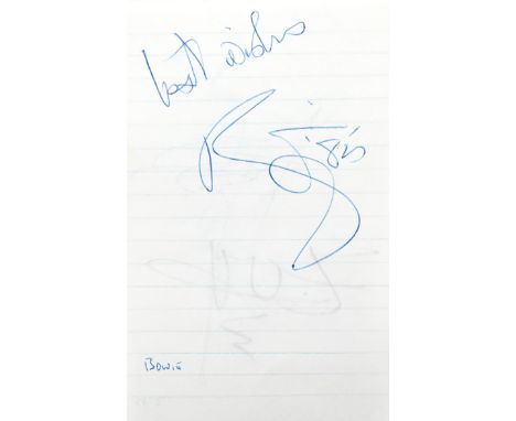 Live Aid: A notebook containing various autographs of performers at the historic Wembley concert,13th July 1985,signed in var