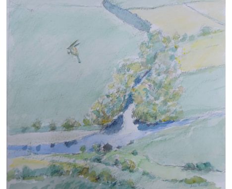 BUSBY, JOHN (1928-2015) British (AR), Kestrel, Border Windhover, R Tweed, Nr Broughton Oct 13, watercolour, signed and dated 