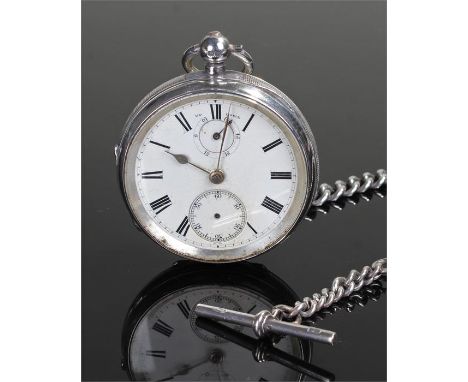 Unusual Victorian silver open face pocket watch, the case assayed Chester 1901, the white enamel dial with Roman hours, subsi