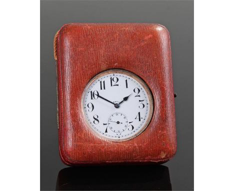 Goliath chrome pocket watch, the white enamel dial with Roman hours and subsidiary seconds dial, crown wound, case 70mm diame