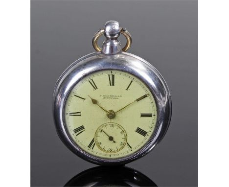 Victorian silver pair case pocket watch, D Macmillan, Dingwall, No 17750, the case assayed London 1883, the watch with a sign