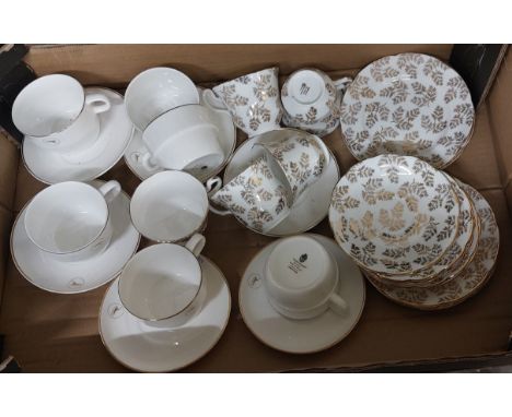 Wedgwood quantas pattern tea ware items to include 6 cups and saucers together with unbranded tea ware items to include 5 tri