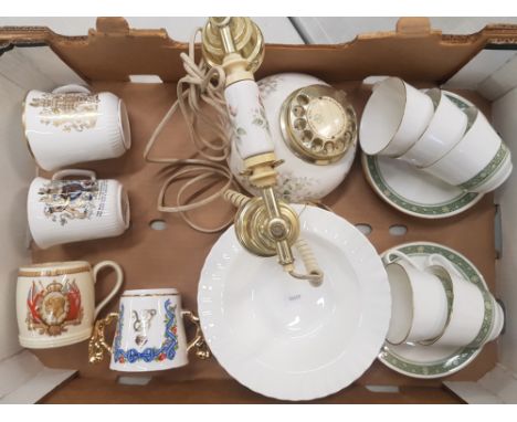 A mixed collection of ceramic items to include Royal Albert Haworth patterned Dial telephone, 6 Royal Doulton white flutter s