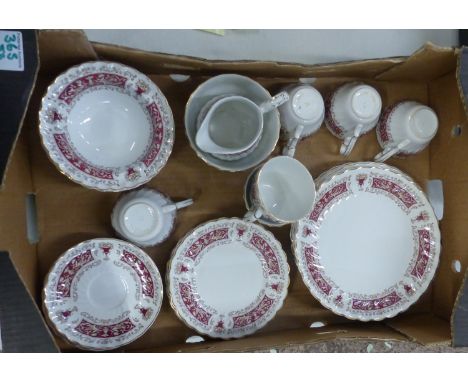 Myott Rialto Marone Ironstone Ware Tea and Dinnerware Items to Include 5 Dinner Plates, 1 Cake Plate, 6 Side Plates, 6 cups, 