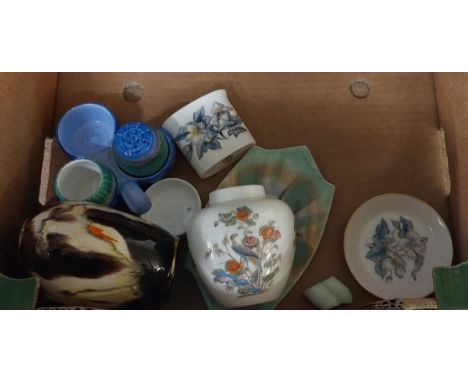 A mixed collection of items to include Royal Worcester and Shelley Pin dishes, Wedgwood kutani crane ginger jar &amp; Shelley