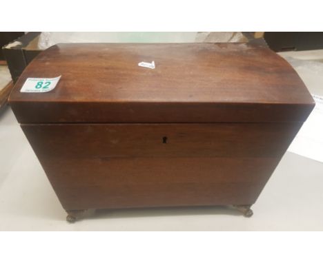 Distressed 19th Century Large Bow Topped Tea Caddy, length 32cm 