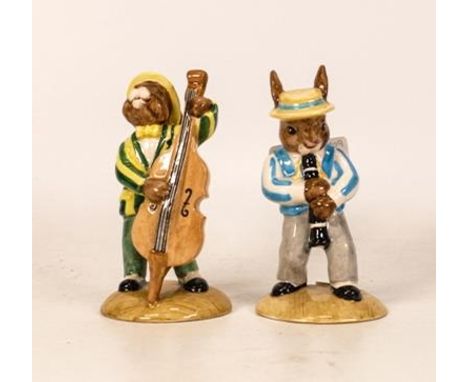 Royal Doulton Bunnykins Clarinet Player DB184 and Double Bass Player DB185 From the Jazz Band produced in a set of 2500 (2) 