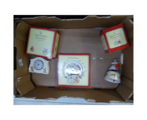 Royal Doulton Bunnykin Items to Include Limited Edition Mantle Clock, Winter Waltz Musical Figureine, Limited Edition Bunnyki