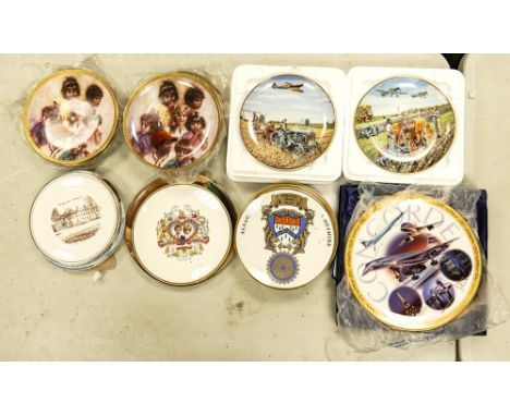 A large collection of Decorative Wall Plates including Royal Worcester Limited Edition Concorde Plaque, Danbury Mint Farming 