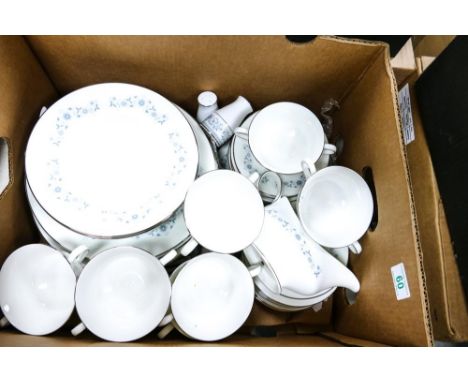Wedgwood Josephine dinner ware to include platter, dinner plates, side plates, twin handled soup bowls &amp; saucers, gravy b