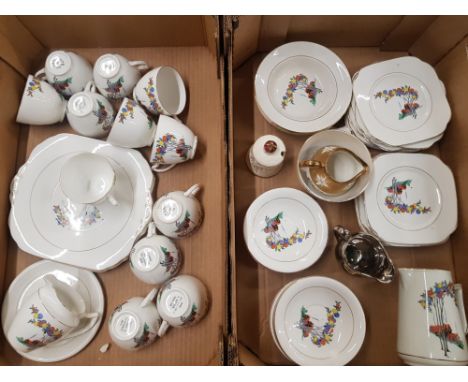 Mid century tea ware items made specially for A. Hancock tunstall to include 12 cups, 12 saucers, 12 side plates, milk and su