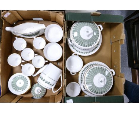 A collection of Spode Provence tea and dinner ware to include dinner plates, 2 lidded tureens, teapot , cups &amp; saucers, b