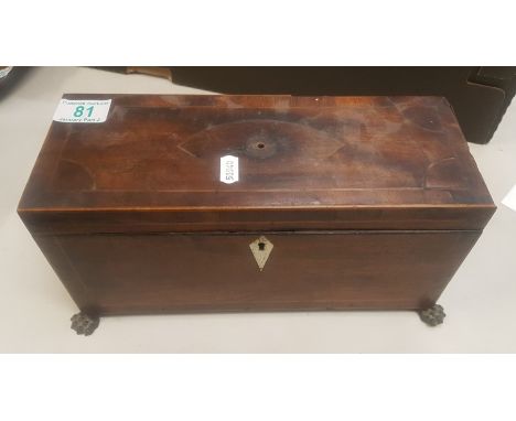 Distressed 19th Century Inlaid Tea Caddy, length 30cm 