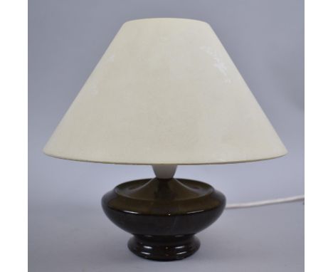 A Vintage Serpentine Marble Table Lamp with Shade, 24.5cms High 