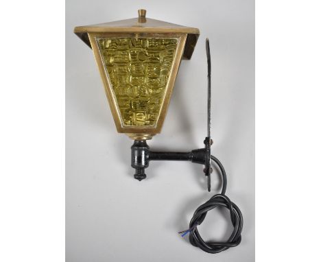 A Mid 20th century Brass and Iron Wall Mounting Outside Light, 27cms High 