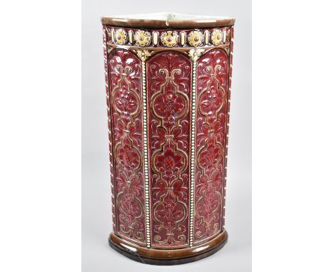A Continental Majolica Corner Stick Stand, 62cms High, Condition Issues to Base and Top Rim 