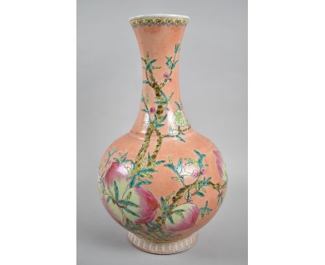 A Large Reproduction Chinese Vase Decorated with Peaches and Mark After Kangxi to Base, 41cm high 