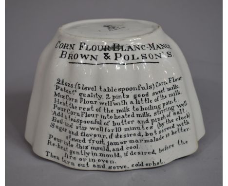 A Vintage Transfer Printed Jelly Mould for Cornflower Blanc-mange by Brown and Polson's, 19cms Wide 