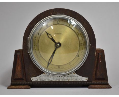 A 1938 Presentation Oak Cased Mantel Clock By Genalex, Birmingham Battery Sports Club 