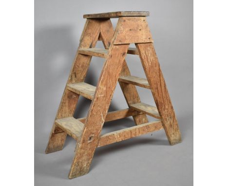 A Vintage Wooden Step Ladder, 92cms High 